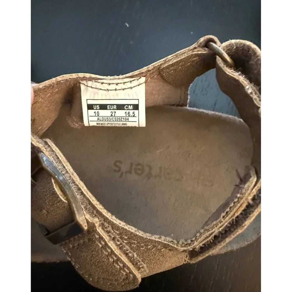Carter's Toddler Footbed Sandal Size 10 Tan Little Boy Double Buckle Walker Shoe